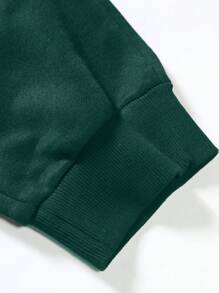 Manfinity Homme 男士字母圖案抽繩連帽衫和運動褲 - 綠色 - 查看 6