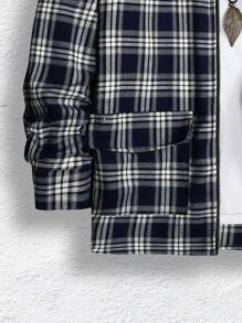 Manfinity Homme Men Plaid Print Flap Pocket Zip Up Shacket - Multicolor - View 5