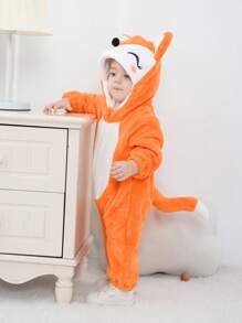 SHEIN Baby Boy 3D Fox Design Hooded Costume Jumpsuit