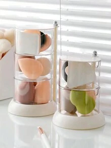 SHEIN Basic living 1 Hộp đựng mỹ phẩm nhiều lớp chống bụi có thể xoay được, dung tích lớn, xoay 360° - Trong sáng - Xem 3