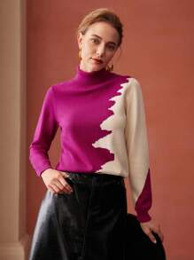 MOTF PREMIUM TWO-TONE TURTLENECK SWEATER - Multicolor - View 4