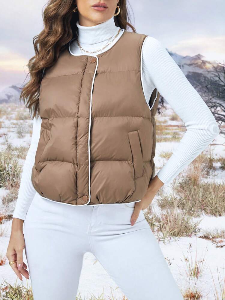 Zip Up Puffer Vest Coat