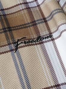 Manfinity Roghcode Men Plaid Print Drawstring Hooded Overcoat - Multicolor - View 3