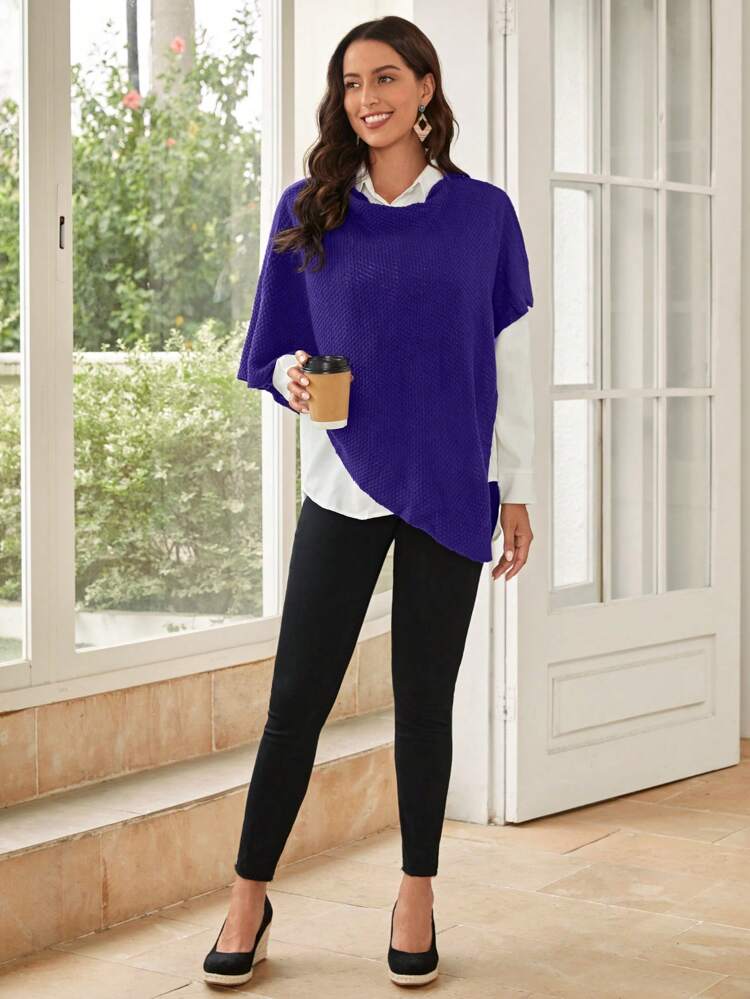 Maglione monocolore maniche cloak collo drapeggiato senza camicia