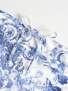 Soleia Floral Print Lace Up Tube Top - Multicolor - View 4