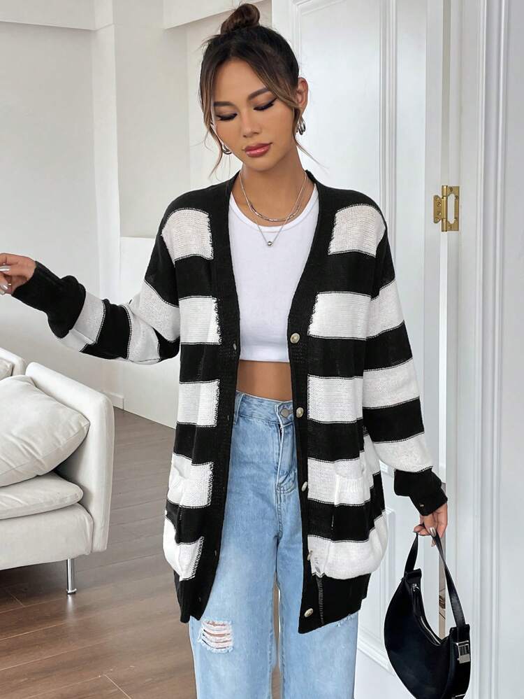 Two Tone Dual Pocket Cardigan