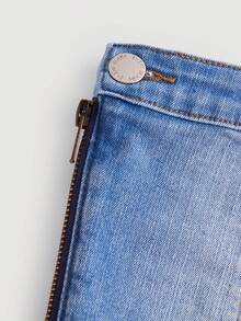 青少年女孩單肩手帕下擺牛仔上衣 - 中等水洗藍 - 查看 4