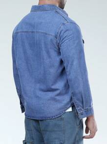 Manfinity Homme Men Plus Flap Pocket Denim Shirt