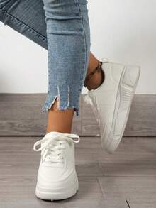 Women's Shoes Spring/Autumn Thick-Soled White Sneakers 2021 New All-Match Casual Chunky Shoes Running Sports Shoes - White - View 2