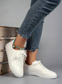 Casual Slip-on Skate Shoes Flat Anti-skid Women's Shoes - White - View 3