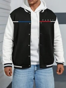 Manfinity Homme Men Plus Colorblock Striped Trim Bomber Jacket - Multicolor - View 6