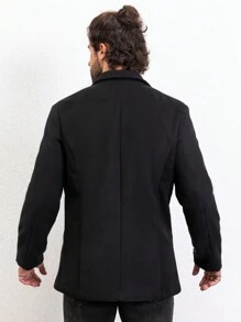 Manfinity Homme Men Lapel Neck Belted Overcoat - Black - View 2
