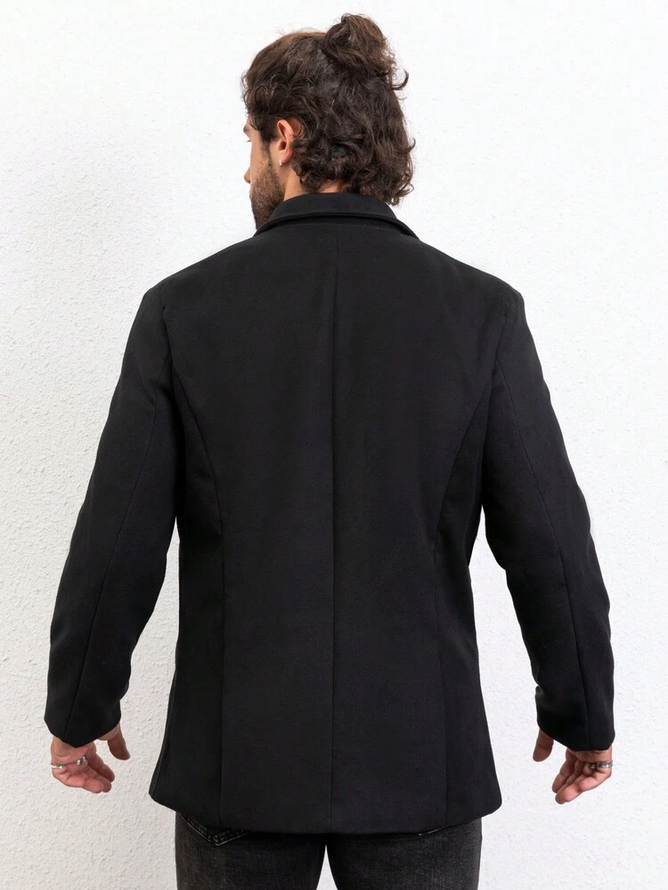 Men Lapel Neck Belted Overcoat