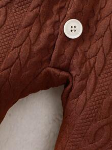 SHEIN 男嬰前紐扣連帽連身褲 - 杏色 - 查看 7