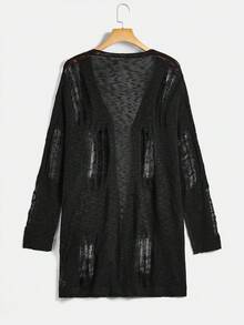 SHEIN EZwear Áo len cardigan hở vai cỡ lớn cho lễ Halloween - màu đen - Xem 2