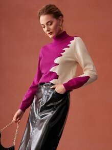 MOTF PREMIUM TWO-TONE TURTLENECK SWEATER - Multicolor - View 8