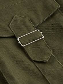 ROMWE Fairycore Plus Flap Pocket Cargo Pants - Brown - View 3