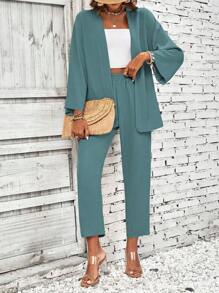 SHEIN LUNE Chất rắn Mở Mặt trước áo & Quần - màu xanh lá - Xem 5