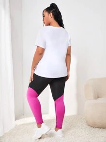 SHEIN Yoga Trendy Plus Letter Graphic Sports Set - Multicolor - View 2