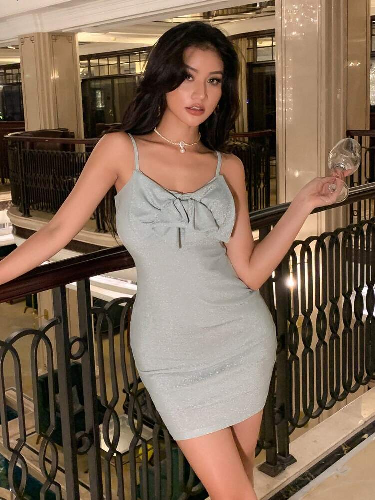 Knot Front Cami Bodycon Dress Prom Dress Party Women Sundress,Mini Dress Homecoming Dresses Sexy Dress Elegant Women Dresses