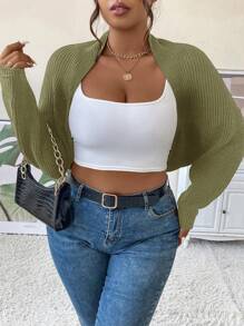 Calvaya Hơn tay cánh Mùa vụ Áo len Duster - xanh quân đội - Xem 5