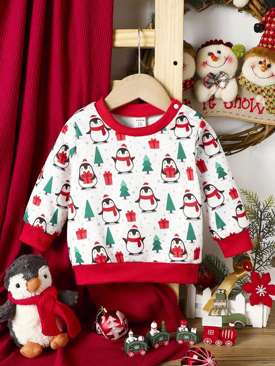 Baby Boys Christmas Print Sweatshirt - Multicolor - View 1