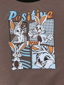 Bebé niño Sudadera con estampado de letra & Pantalones deportivos con estampado tropical - Multicolor - Ver 3