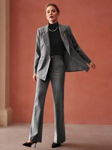 MOTF PREMIUM VISCOSE-BLEND PINSTRIPE SUIT PANTS - Grey - View 6