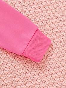 女婴字母刺绣袋鼠口袋卫衣 - 玫紅色 - 查看 5