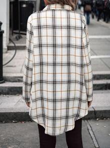 SHEIN LUNE Plaid Print Button Front Shirt - Multicolor - View 2