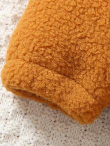 SHEIN Young Boy Letter Embroidery Two Tone Teddy Sweatshirt & Pants - Multicolor - View 8