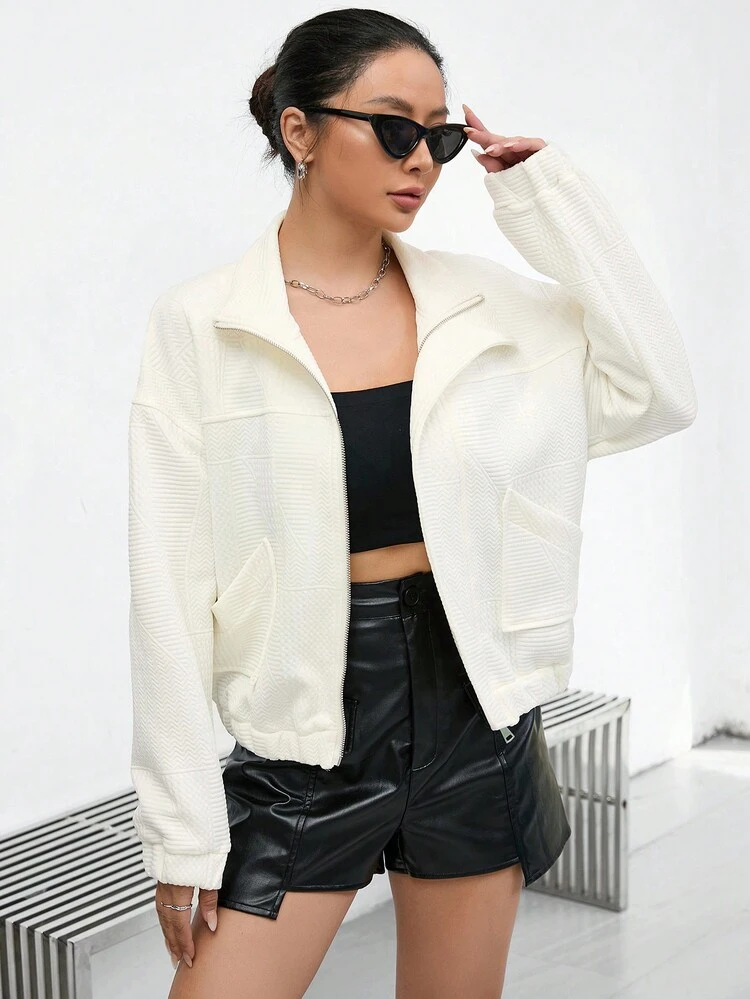 Zip Up Drop Shoulder Jacket
