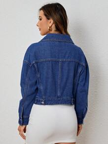 SHEIN Privé Top mezclilla crop de hombros caídos