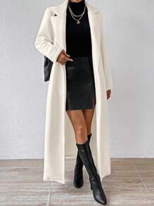 Chiquease Lapel Neck Belted Coat - White - View 5