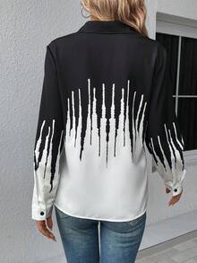 SHEIN LUNE In Đồ họa Nút phía trước Áo sơ mi - Nhiều màu - Xem 2