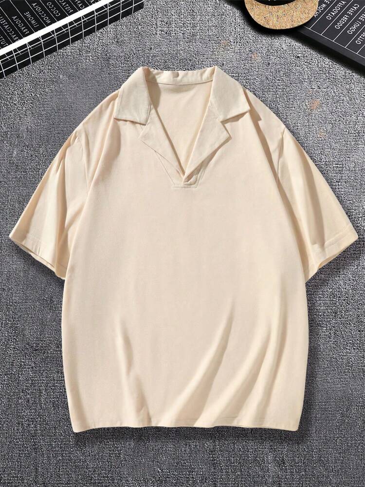 Men Plus Solid Lapel Collar Polo Shirt
