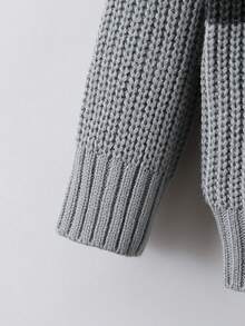 SHEIN Trẻ Con trai Khối màu Áo len - Xám - Xem 4