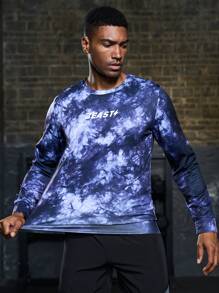 Manfinity Sport Corelite Men Letter Graphic Tie Dye Sports Sweatshirt Men Sweatshirt - Multicolor - View 5