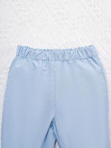 女嬰撞色拉鏈開襟連帽夾克和運動褲 - 彩色 - 查看 5