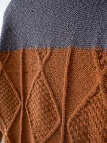 Teen Boy Contrast Panel Drop Shoulder Zipper Cardigan