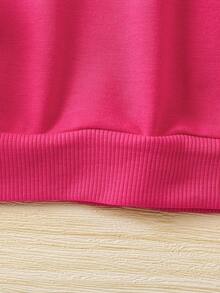 SHEIN Cô gái Viền Ruffle Thả vai Áo nỉ - Màu Hồng Tươi - Xem 5