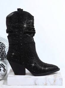 SHUZIA Botines dedo de pie puntiagudo tacón block - Negro - Ver 3