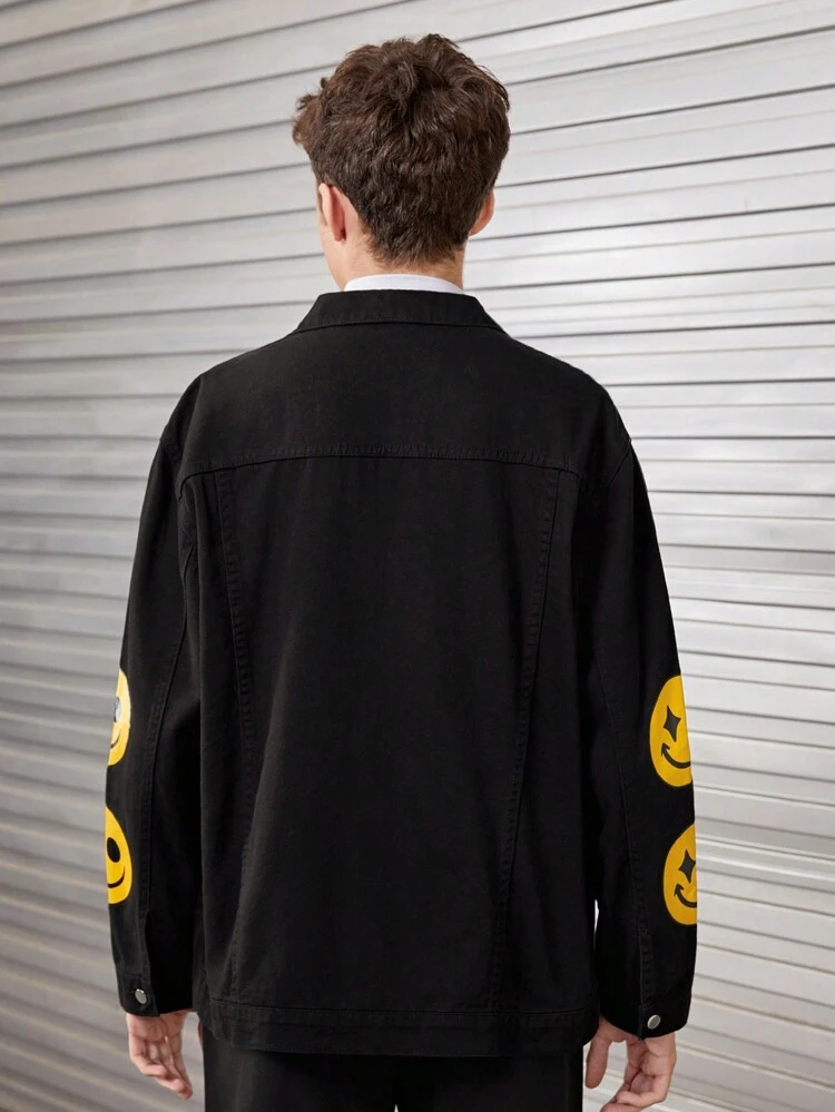 Teen Boy Cartoon Graphic Flap Detail Denim Jacket