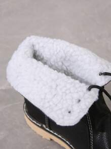 女士黑色时尚大码系带保暖保暖内衬靴 - 黑色 - 查看 6