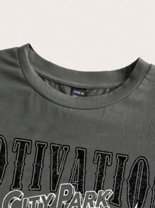 SHEIN EZwear 印有“Bikercore”字样和摩托车翅膀图案的T恤 - 灰色 - 查看 4