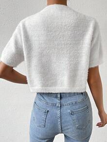 SHEIN Essnce Heart Cut Out  Mùa vụ 	
Fuzzy Knit ngọn - trắng - Xem 2