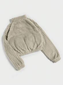 SHEIN EZwear Zip Up Drop Shoulder Teddy Jacket