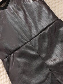 SHEIN Young Girl Contrast Binding Metallic Cami Jumpsuit - Black - View 4