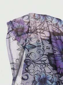 ROMWE Goth Butterfly Print Tank Top Without Bra - Black - View 7