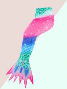 年轻女孩鱼鳞印花比基尼套装带美人鱼尾裙夏季海滩 - 彩色 - 查看 4